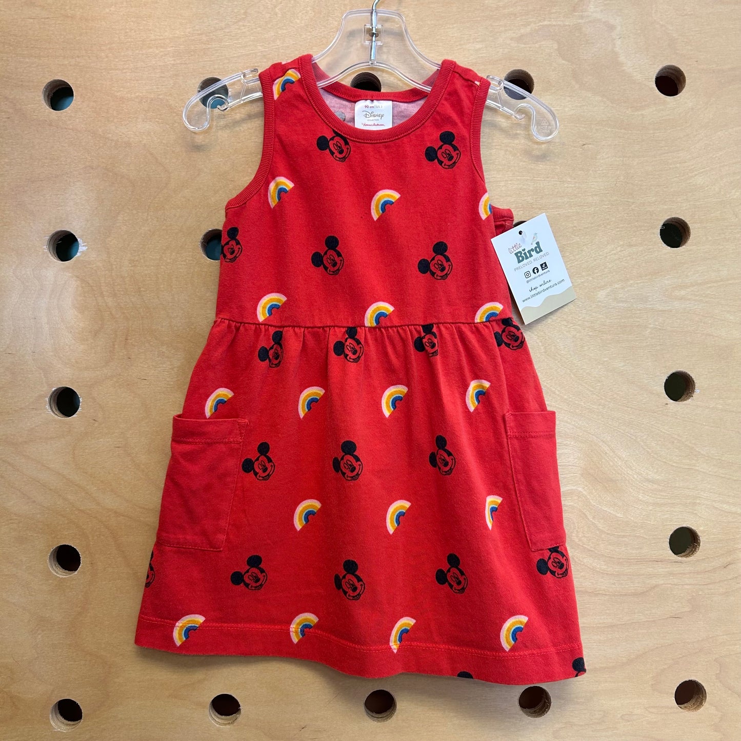 Red Mickey/Rainbows Cotton Dress