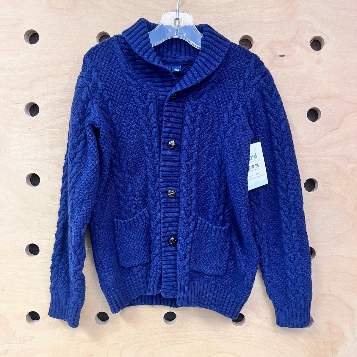 Blue Knit Button Cardigan