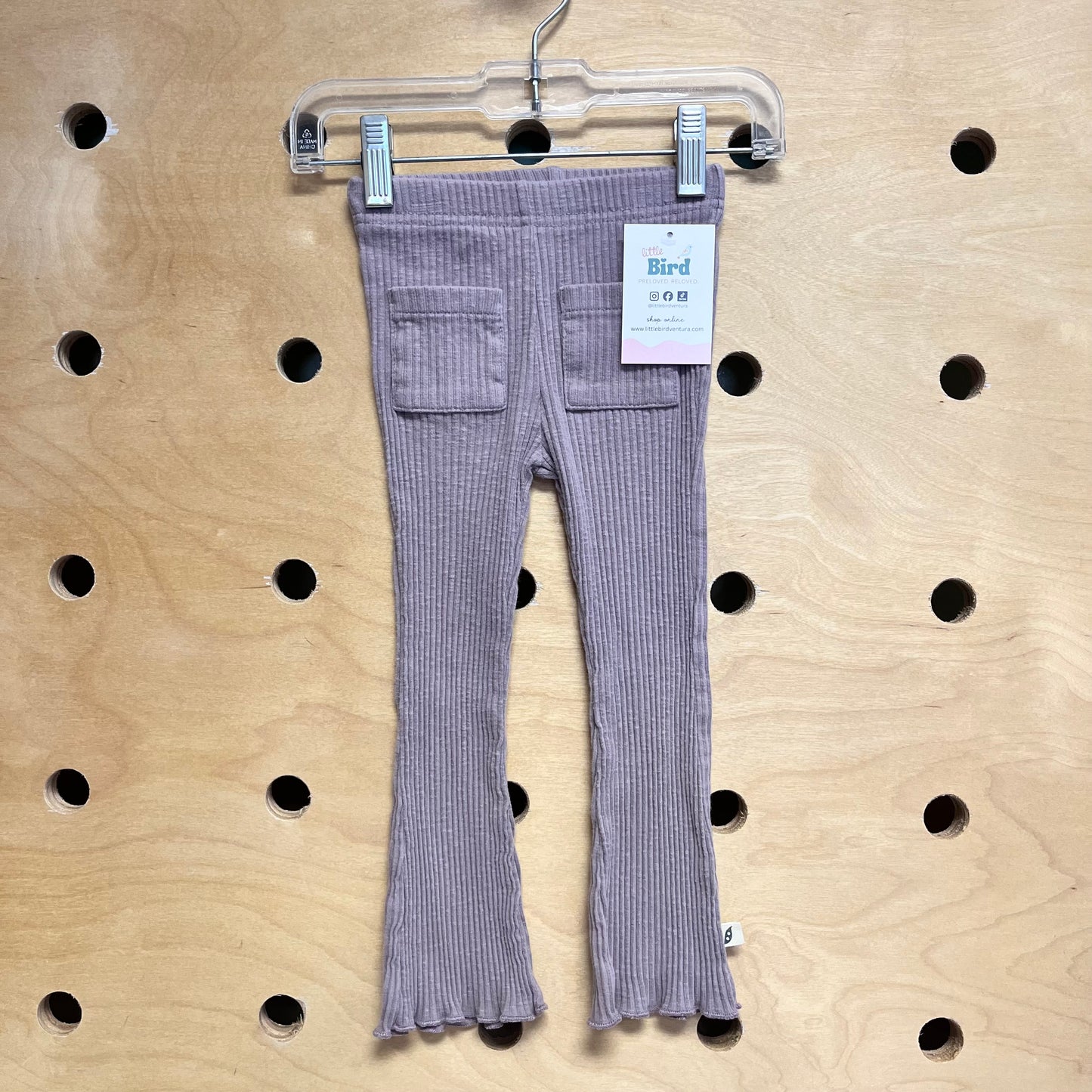 Purple Ribbed Pocket Leggings