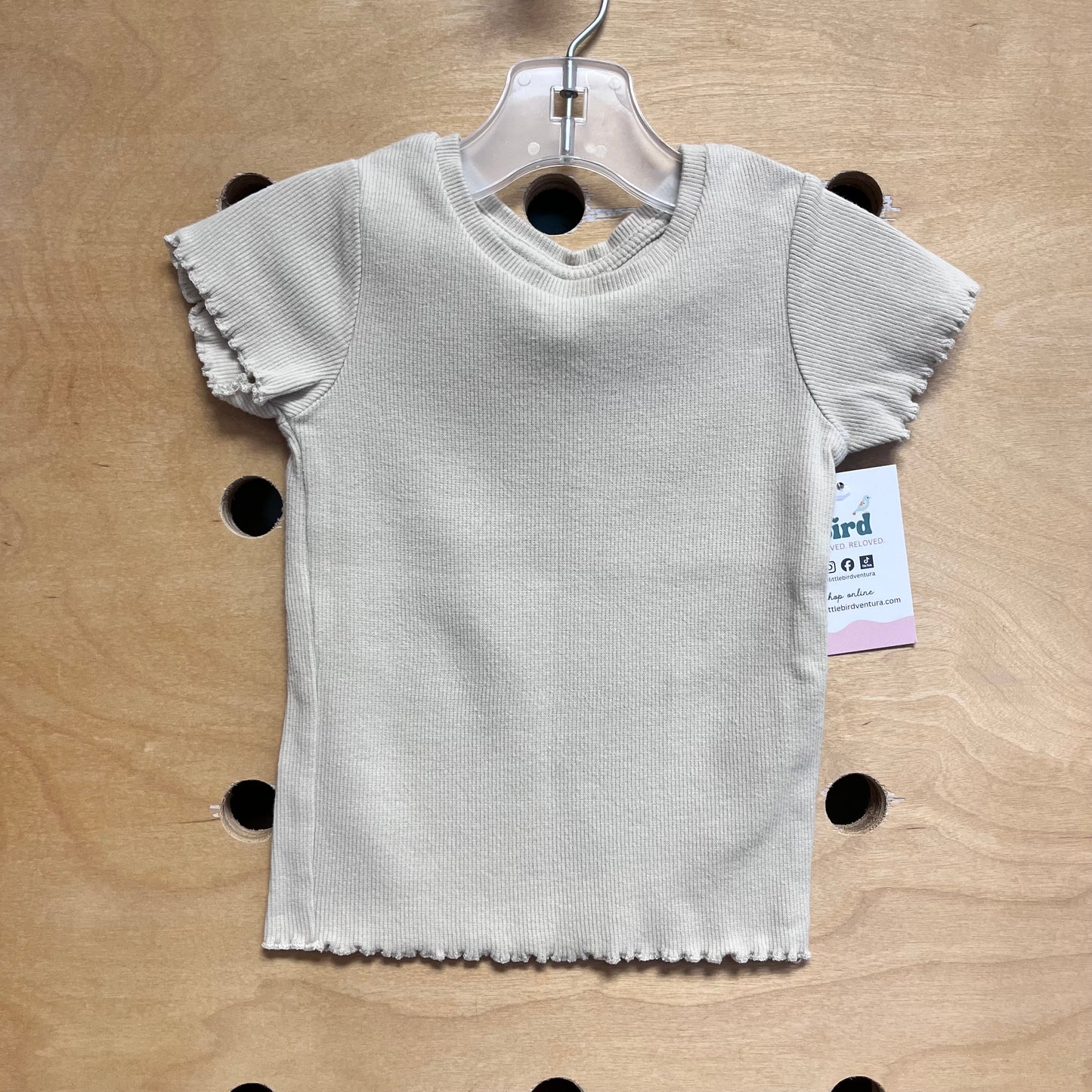 Cream Ribbed Tee