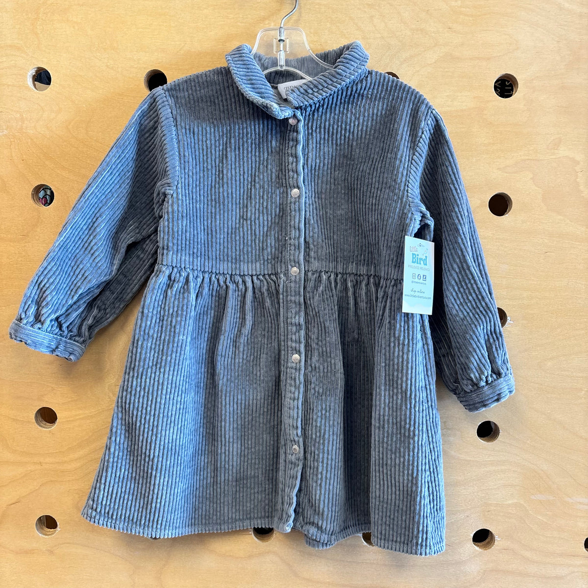 Grey Ribbed Snap Dress