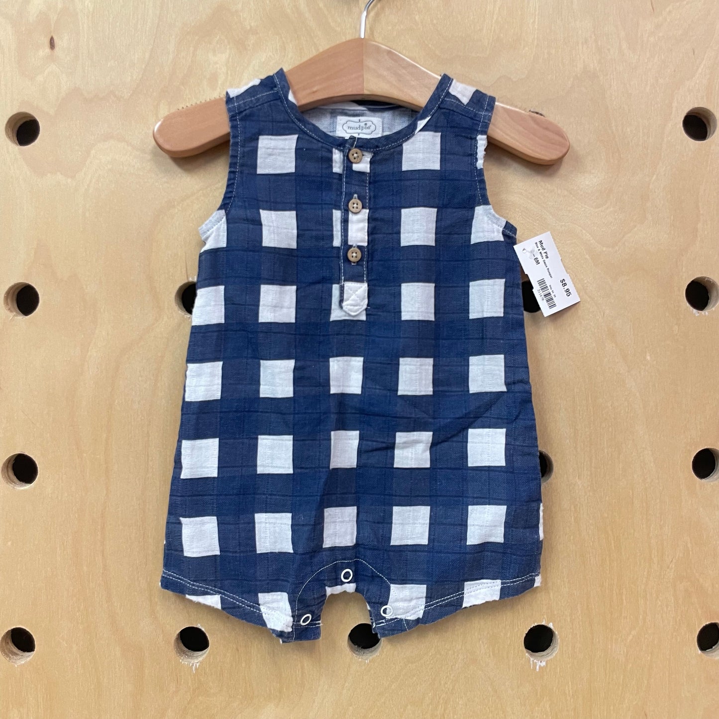 Blue & White Gauze Romper