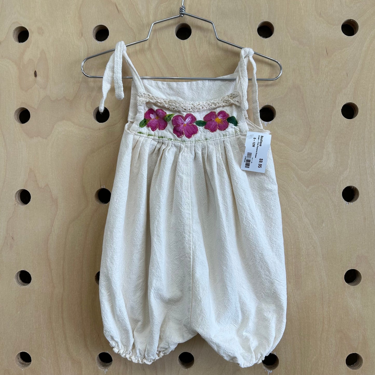 Cream + Pink Plumeria Romper