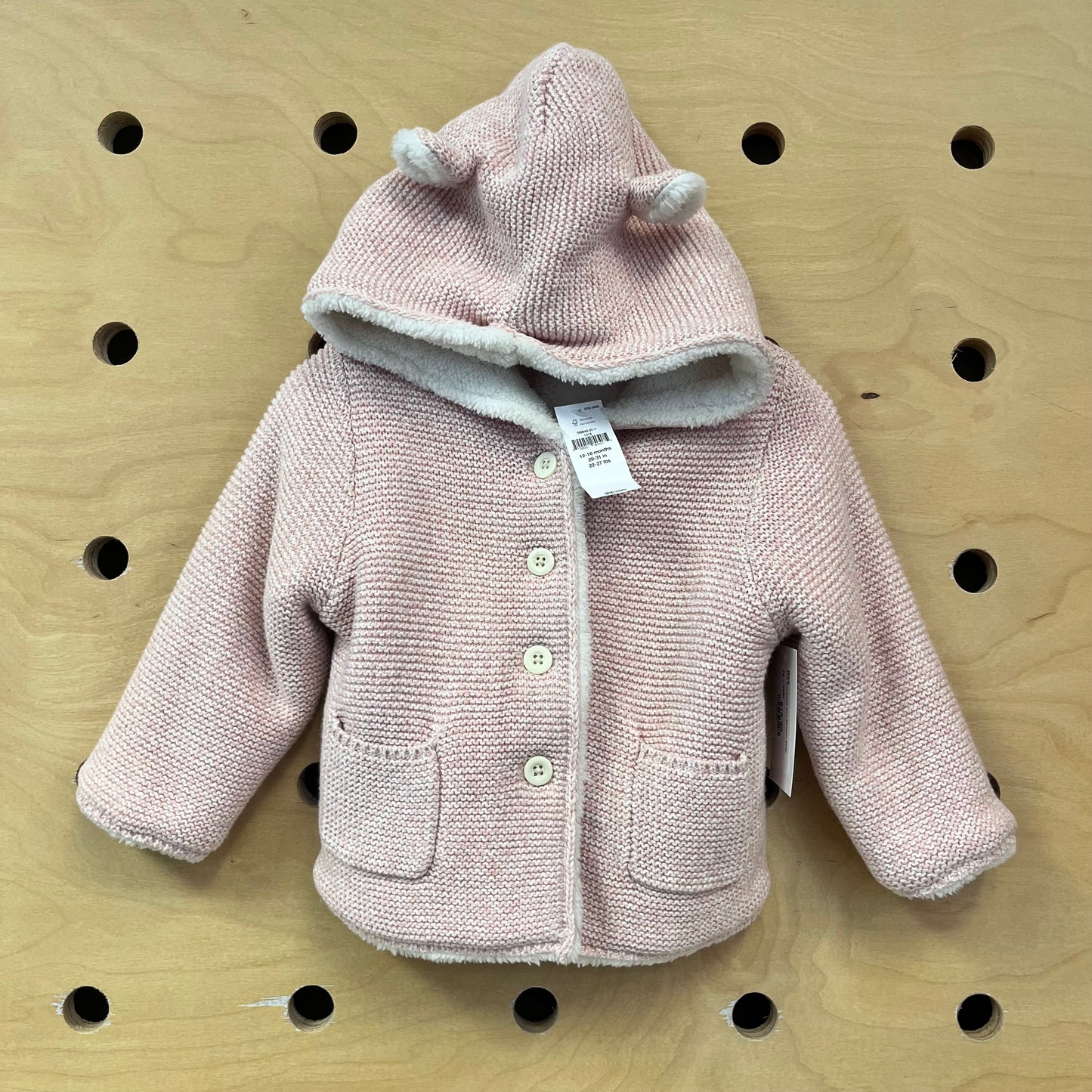 Pink Knit Lined Ears Sweater NEW!