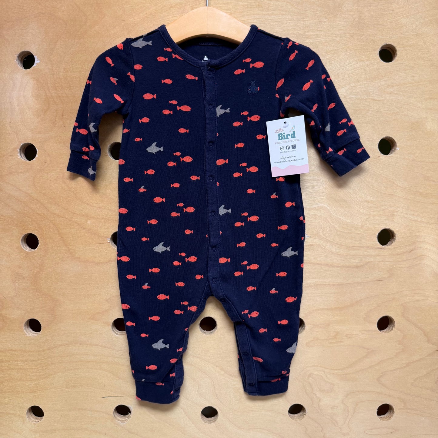 Blue/Red Fishes Snap Romper