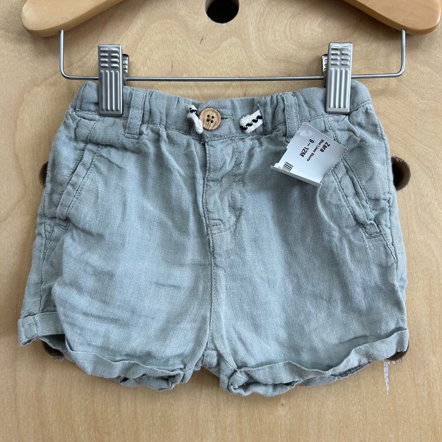 Blue Linen Shorts