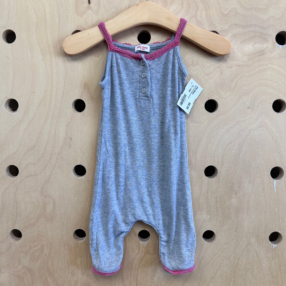 Grey & Pink Ribbed Romper