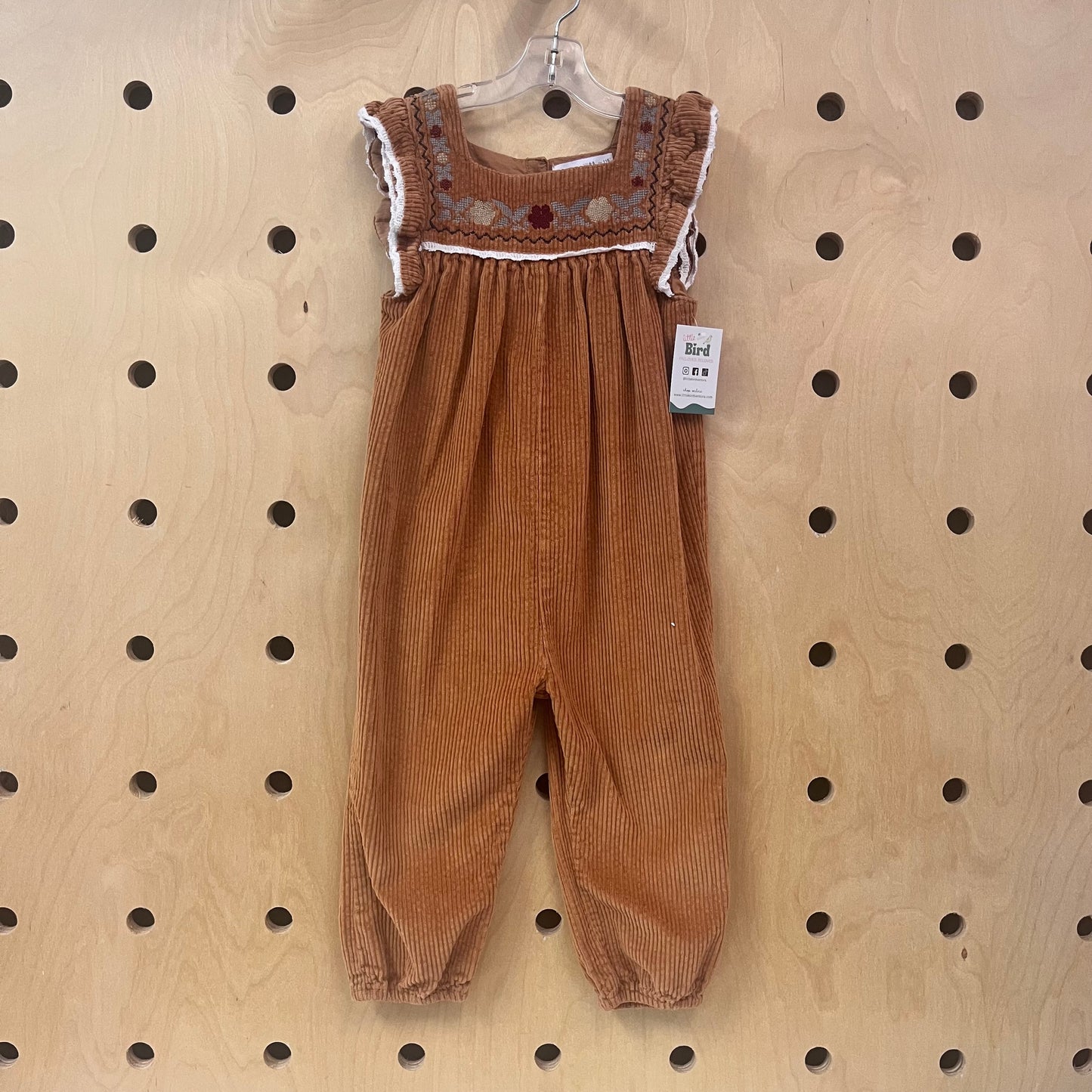 Brown Cord Floral Romper