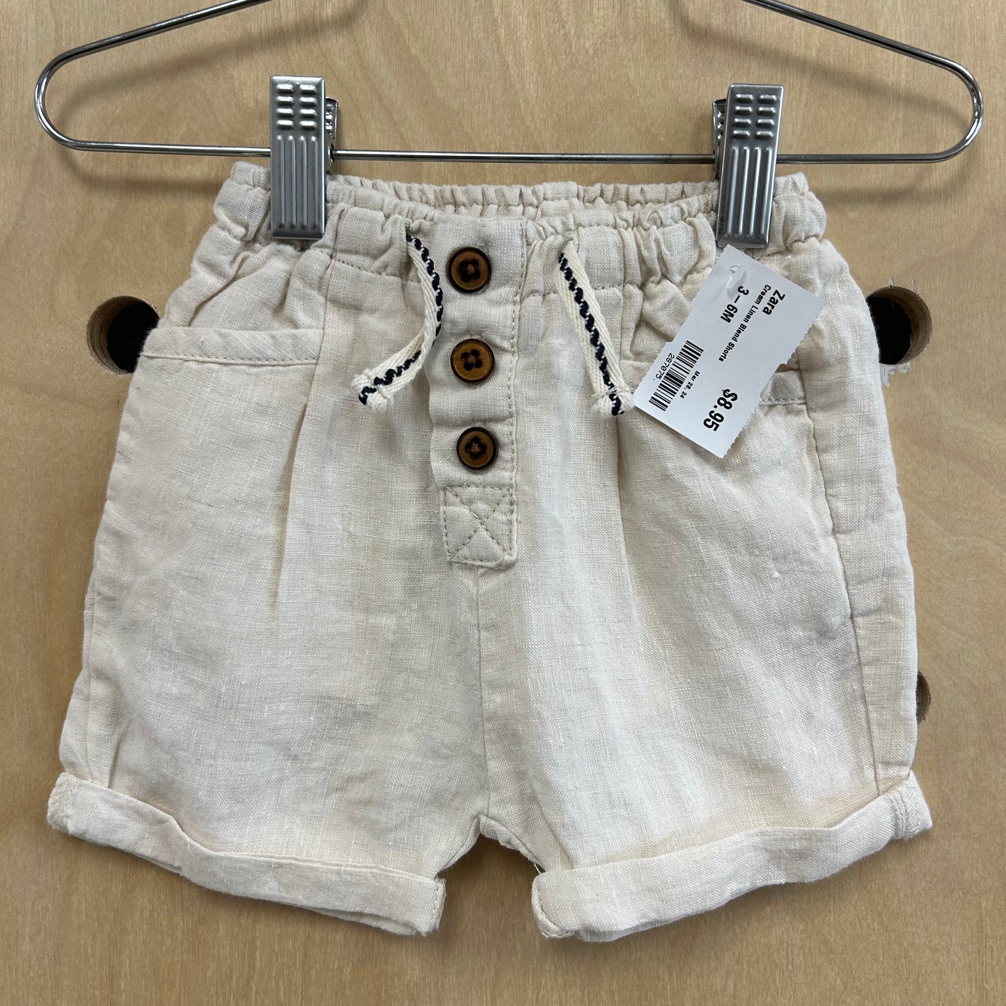 Cream Linen Blend Shorts