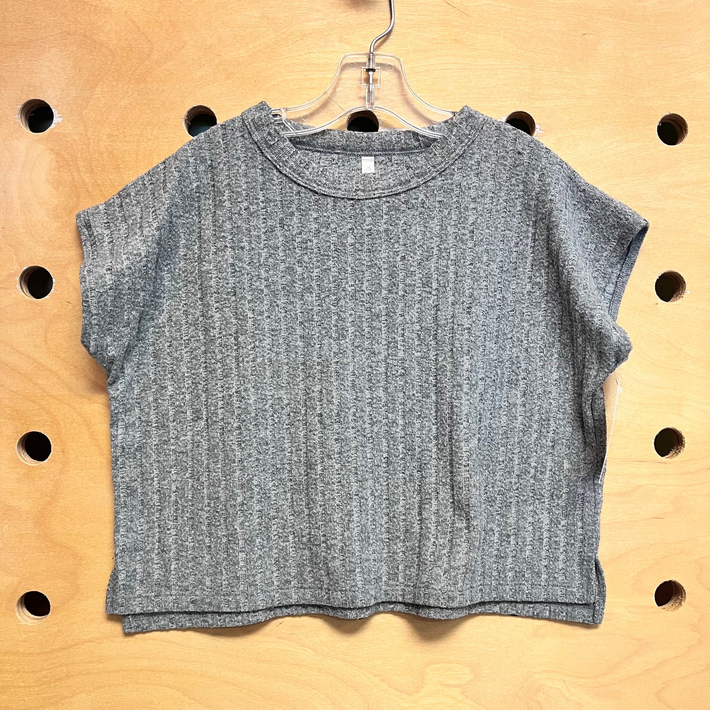 Heathered Grey Ribbed Boxy Top