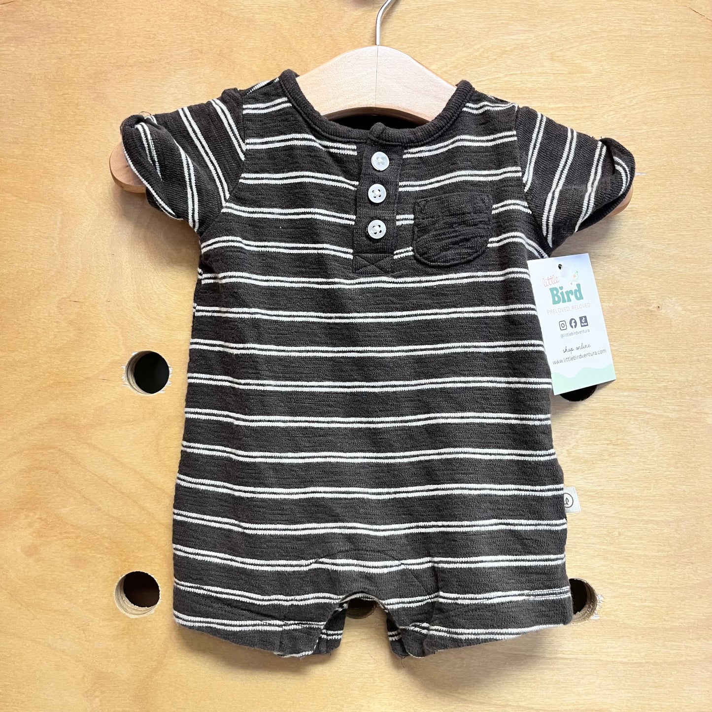 Grey Striped Organic Romper