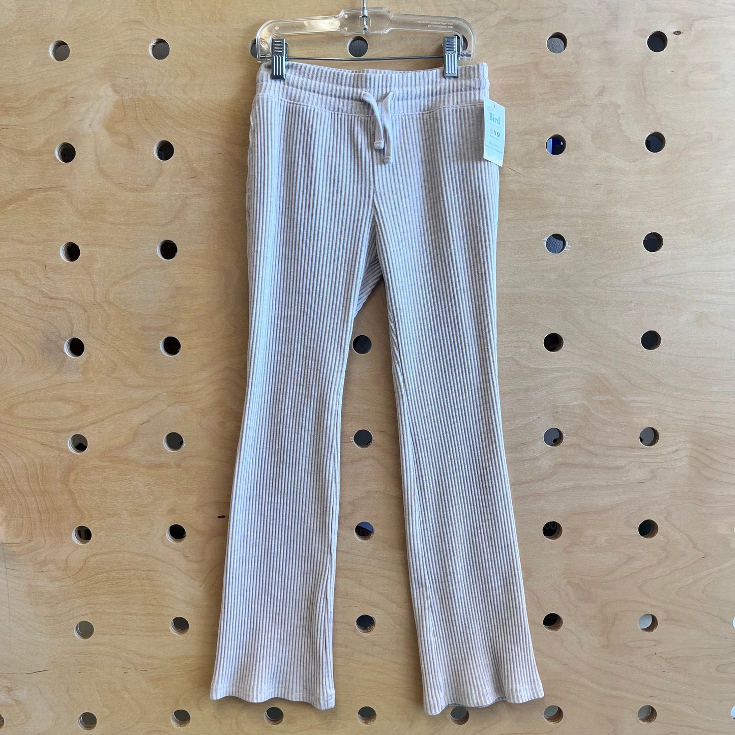 Cream Ribbed Drawstring Pants