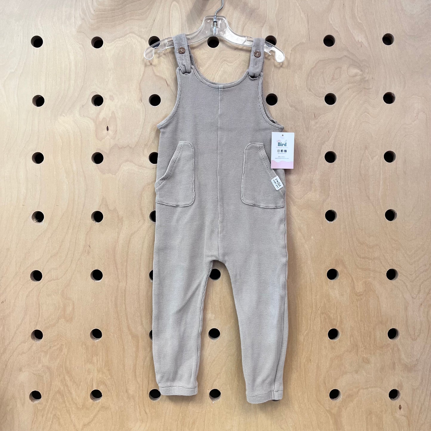 Tan Waffle Knit Overalls