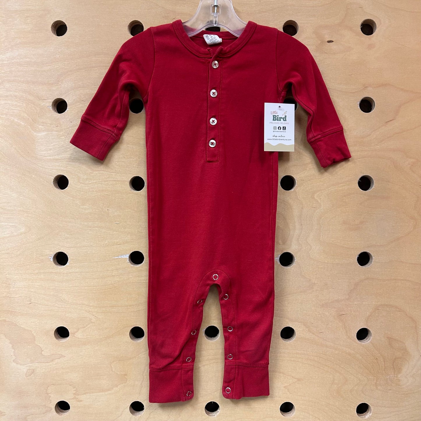 Organic Red 1/4 Button Romper