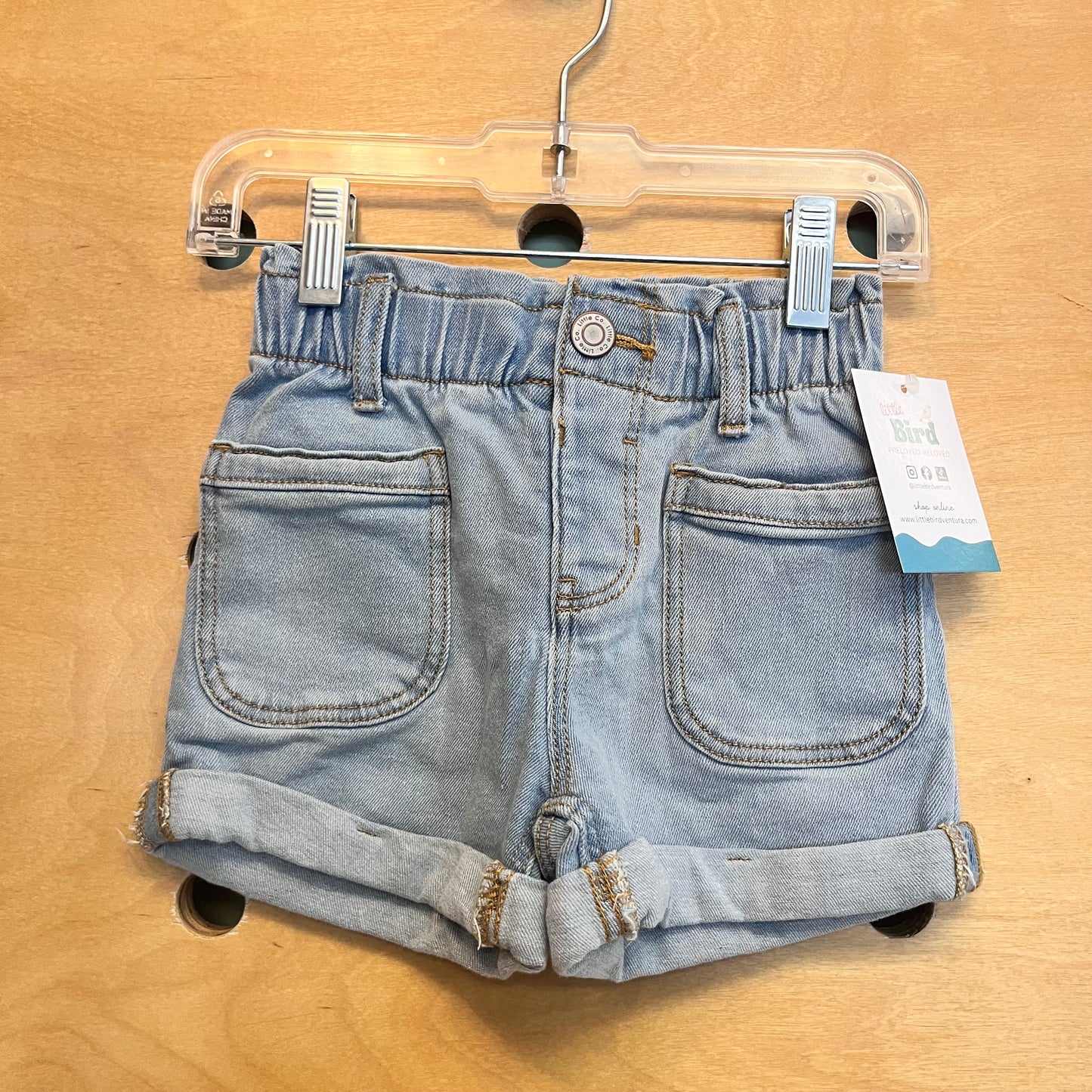 Paper Bag Waist Denim Shorts