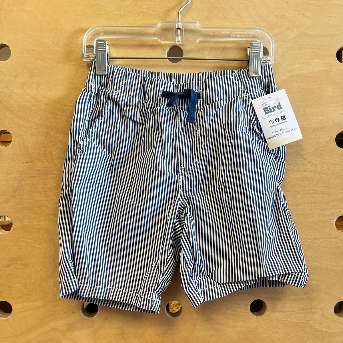 Blue/White Striped Drawstring Shorts