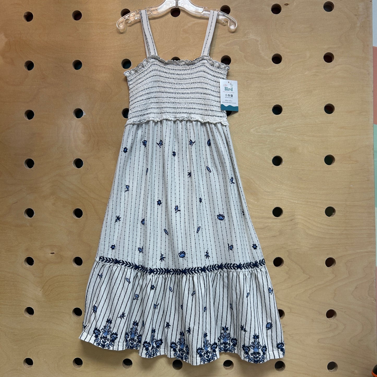 White/Blue Embroidered Floral Dress