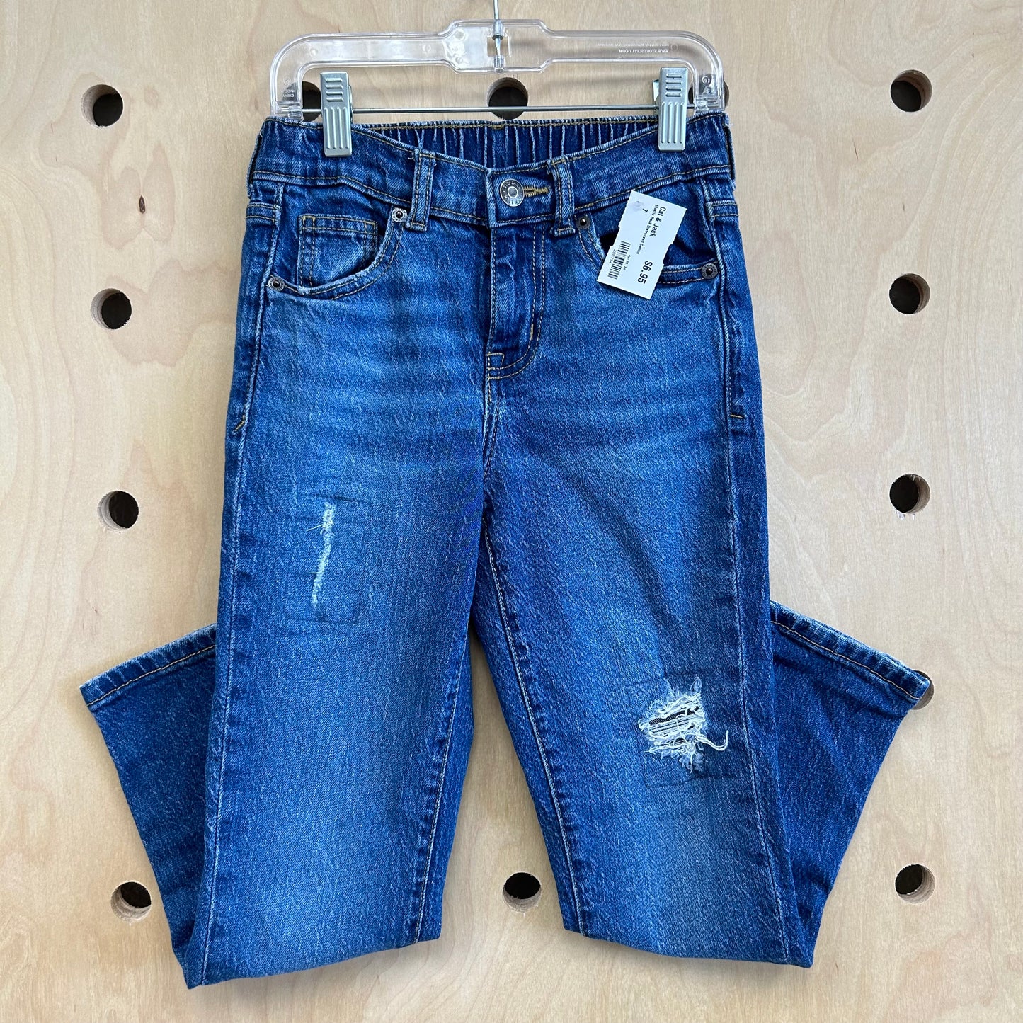 Elastic Back Distressed Denim