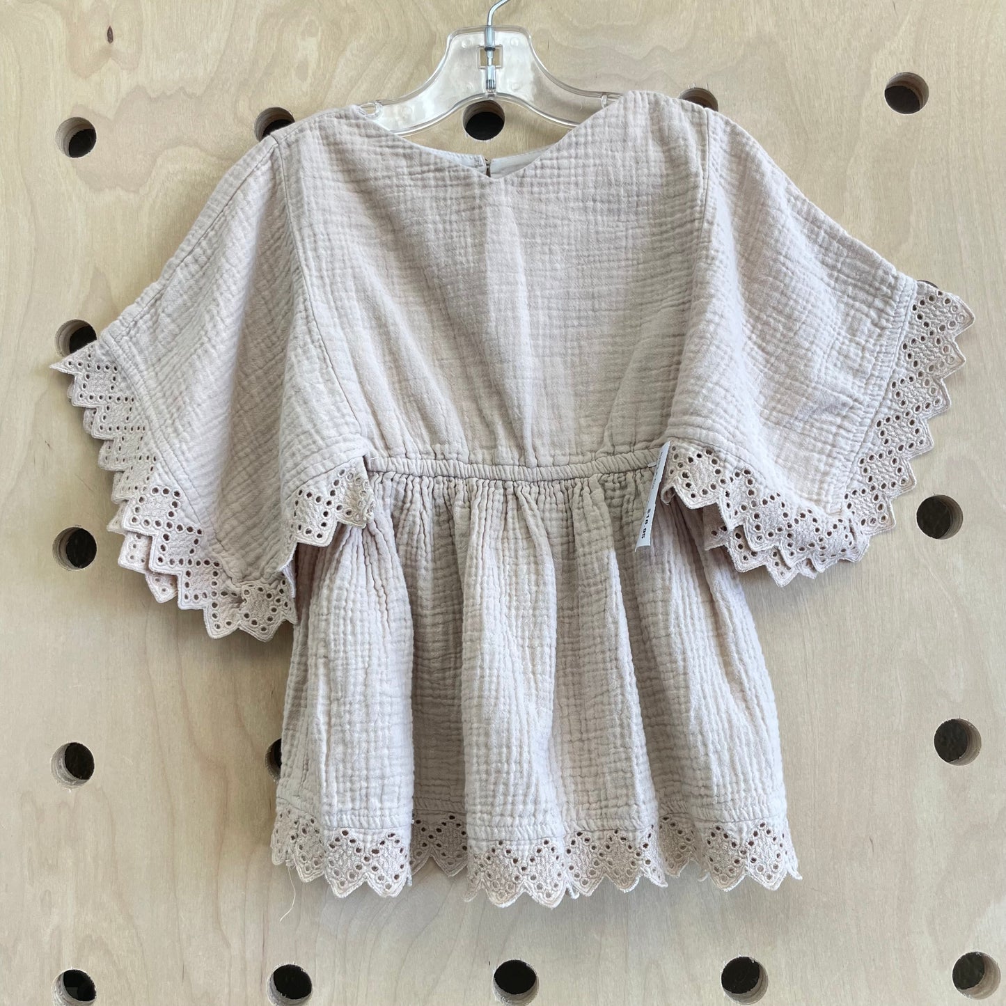 Tan Muslin + Eyelet Trim Tunic Dress