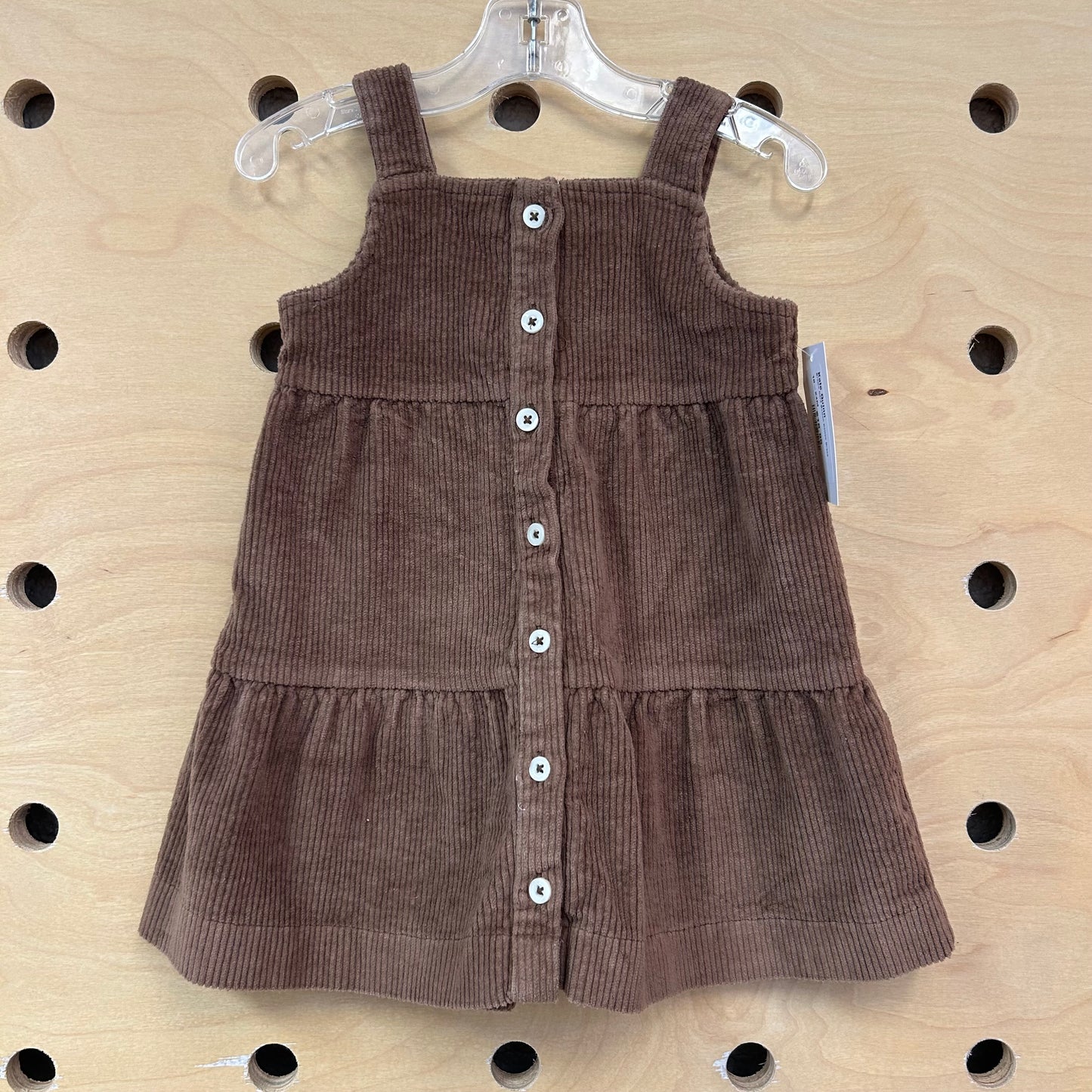 Brown Cord Button Cotton Dress