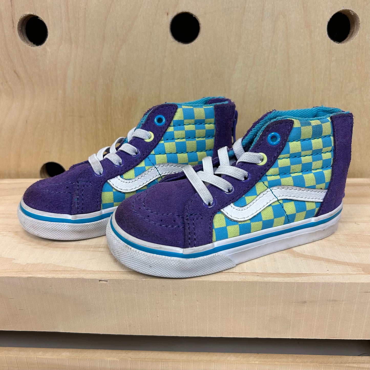 Purple & Green Checkered Hi Tops
