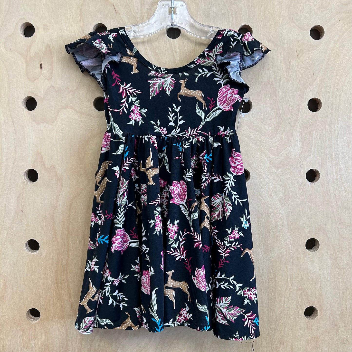 Black Floral Deer Dress