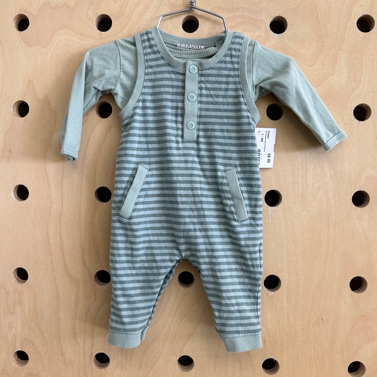 Blue Striped Layered Romper