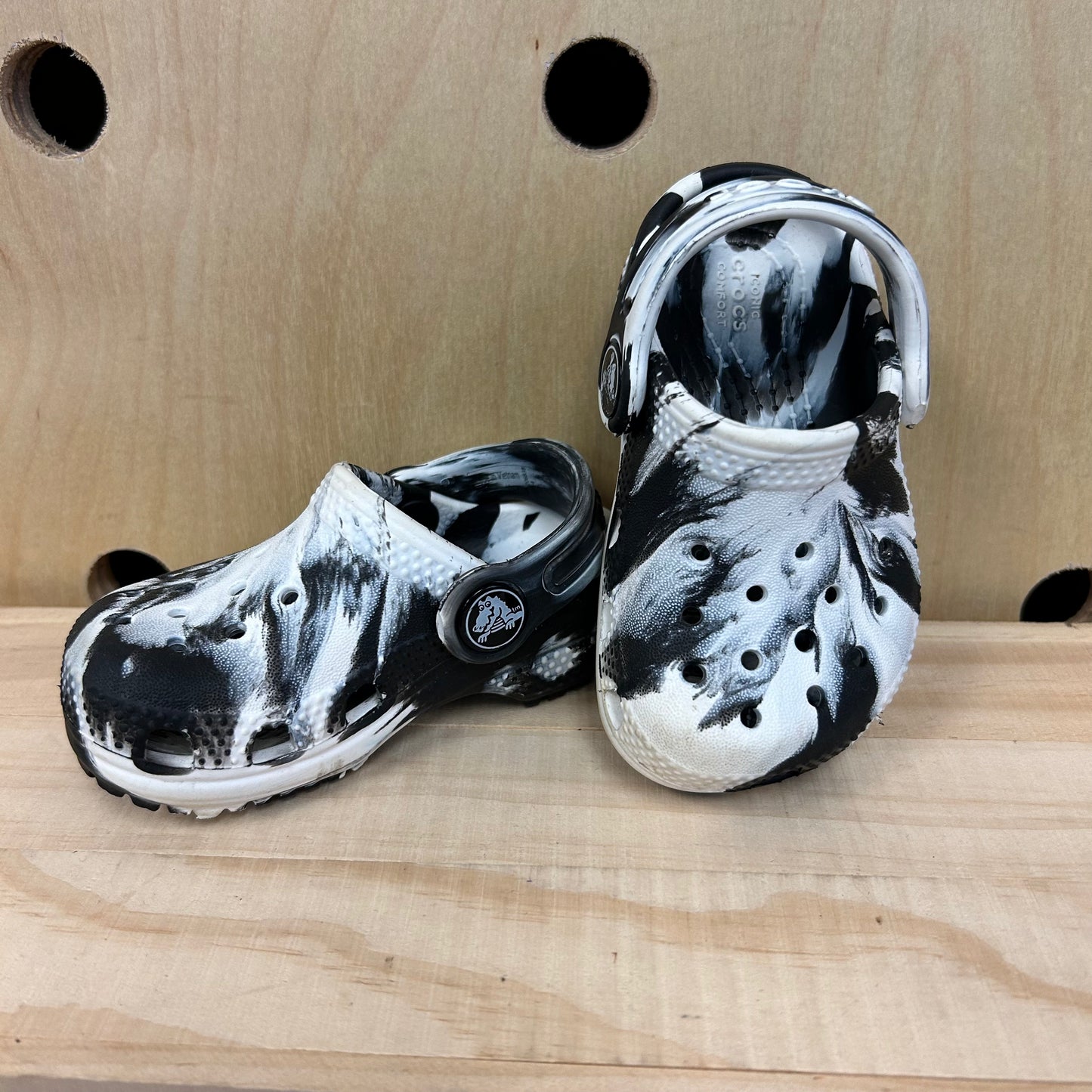 White & Black Marble Clogs
