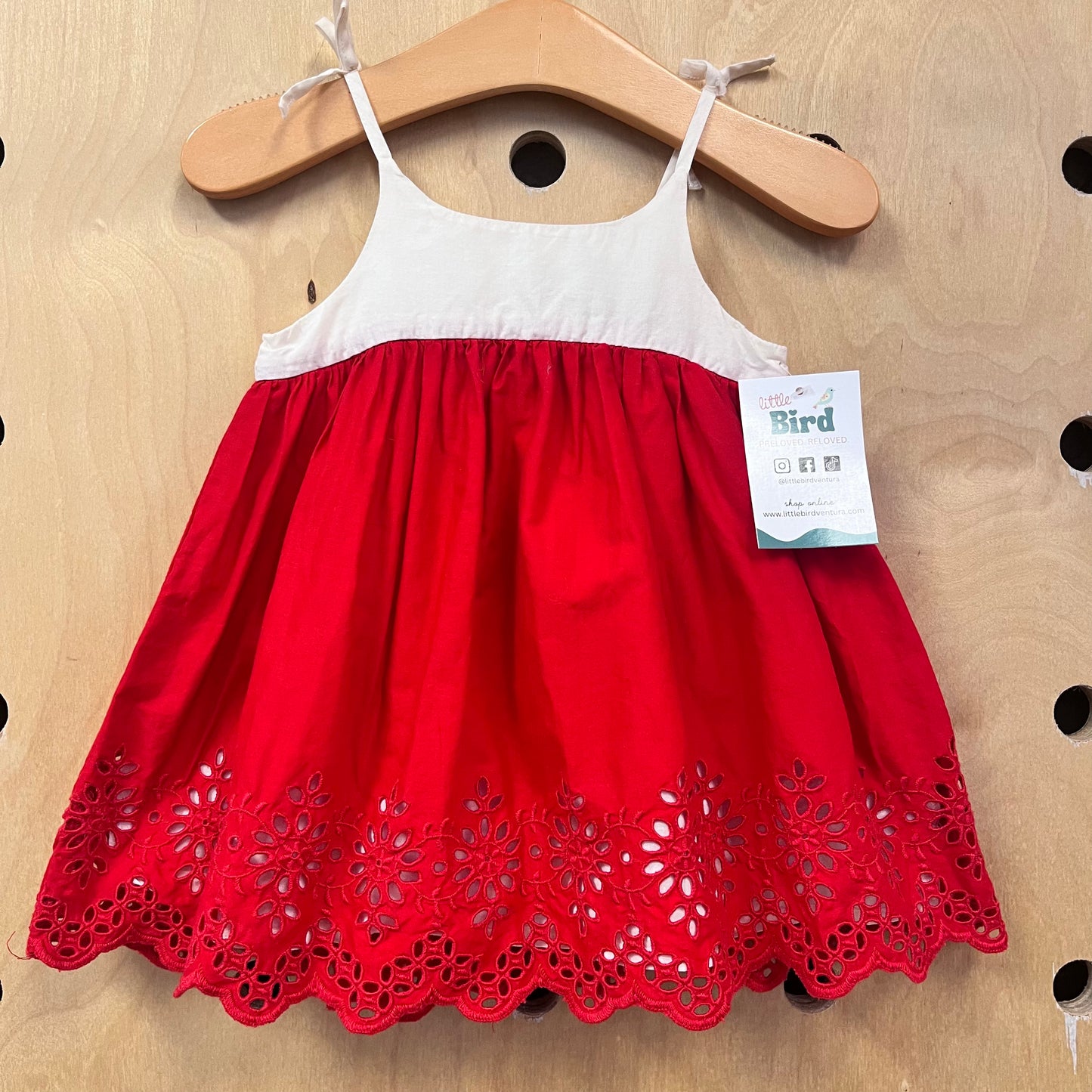 Cream + Red Eyelet Dress