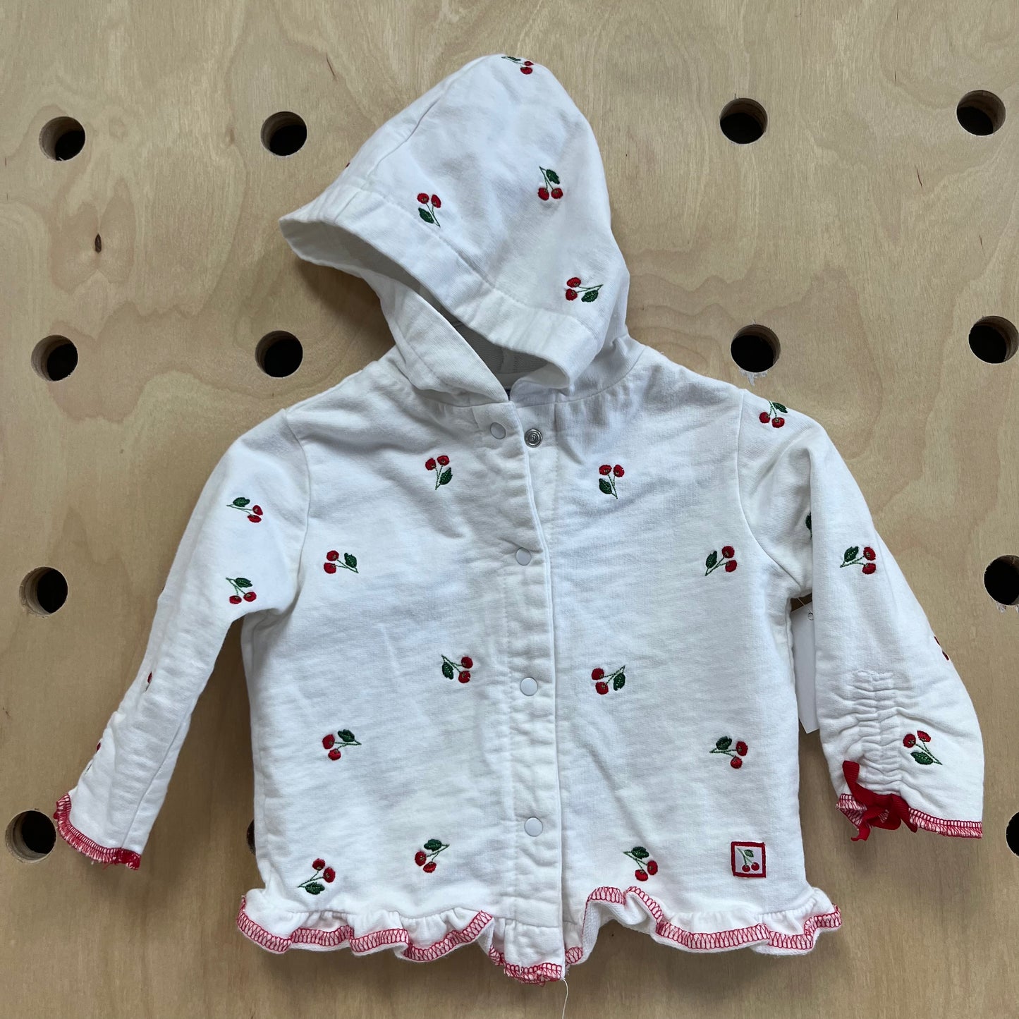 White Floral Snap Hoodie