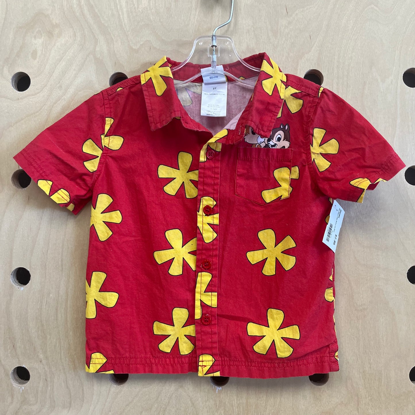Red Chip n Dale Button Up Shirt