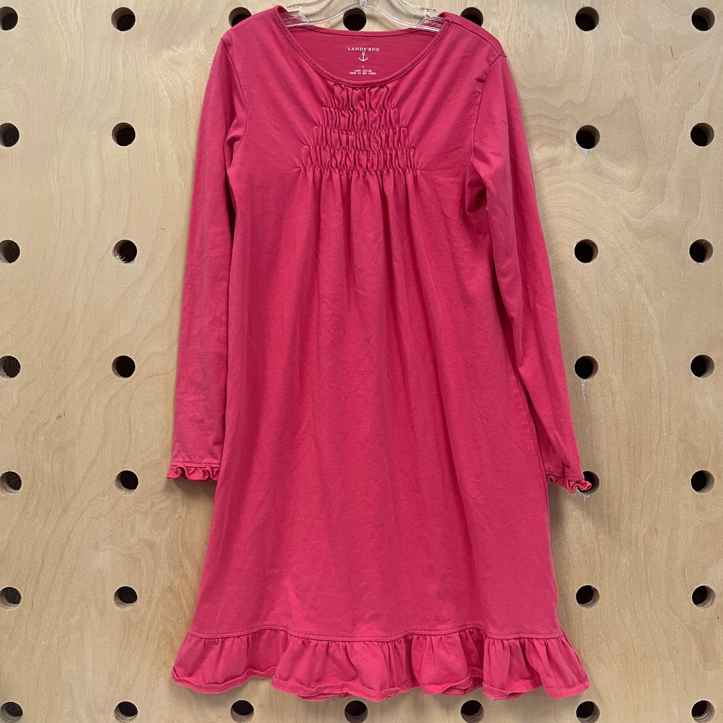 Pink Shirred Ruffle Hem Dress