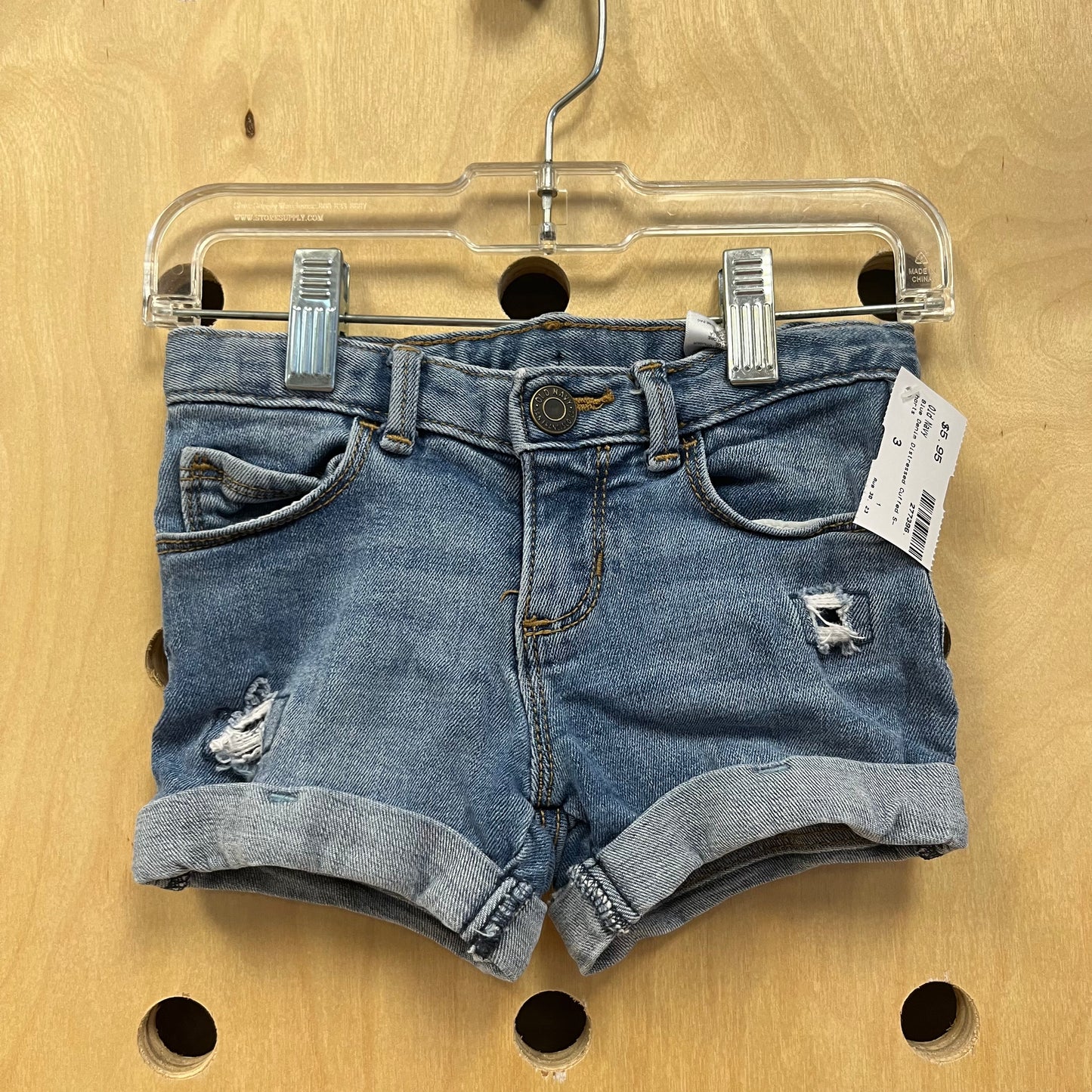 Blue Denim Distressed Cuffed Shorts