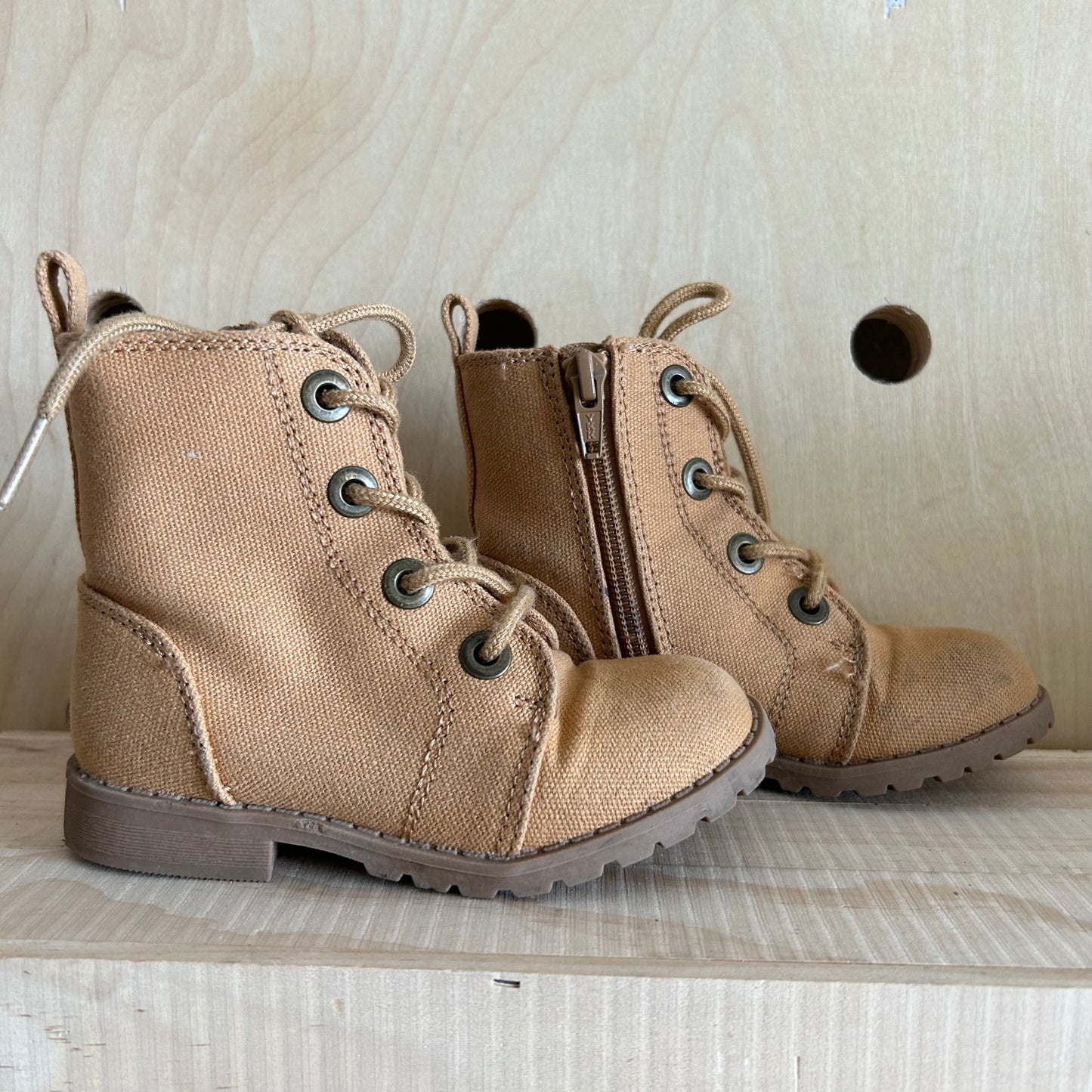 Tan Canvas Combat Boots