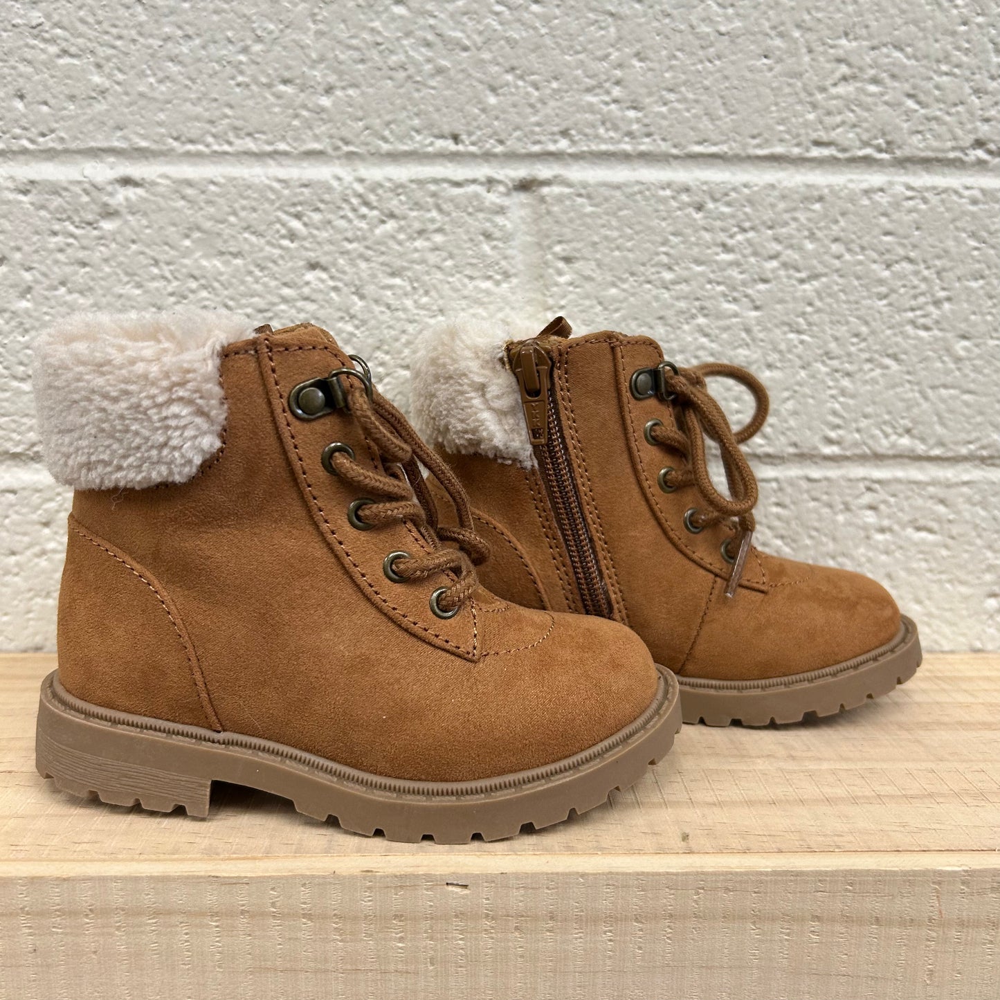 Brown Faux Fur Trim Boots