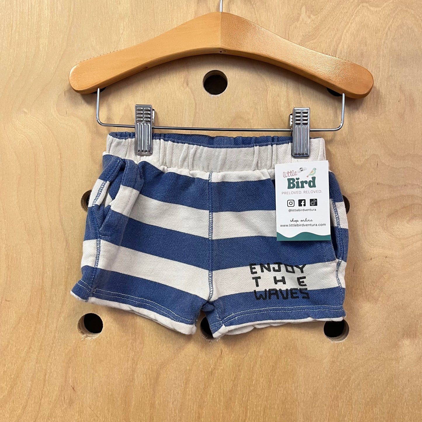 Blue Striped Enjoy the Waves Shorts