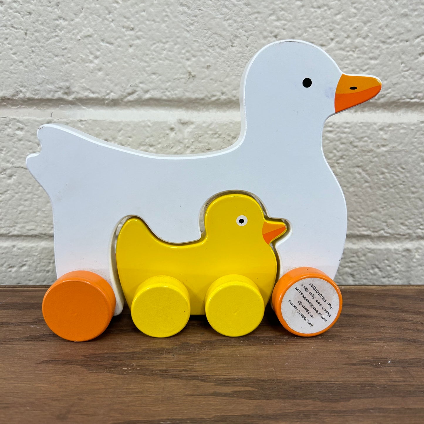 Wooden Mom & Baby Rolling Ducks