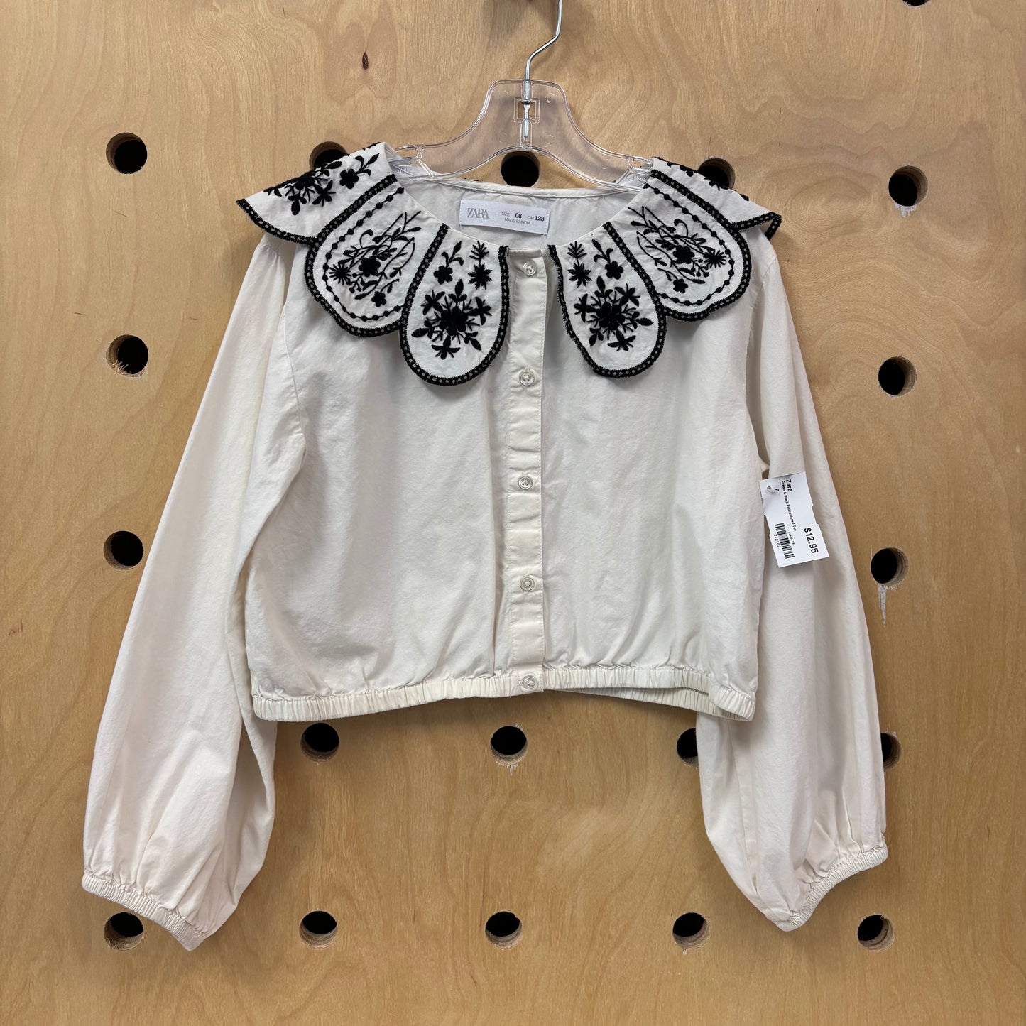 Cream & Black Embroidered Top
