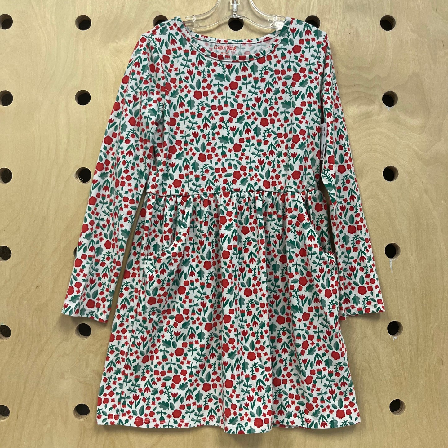 Red Floral Long Sleeve Dress