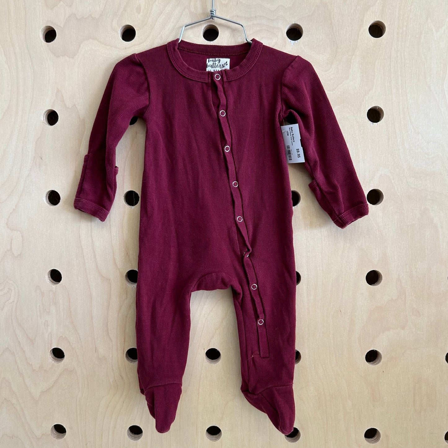 Wine Ribbed Snap Footies