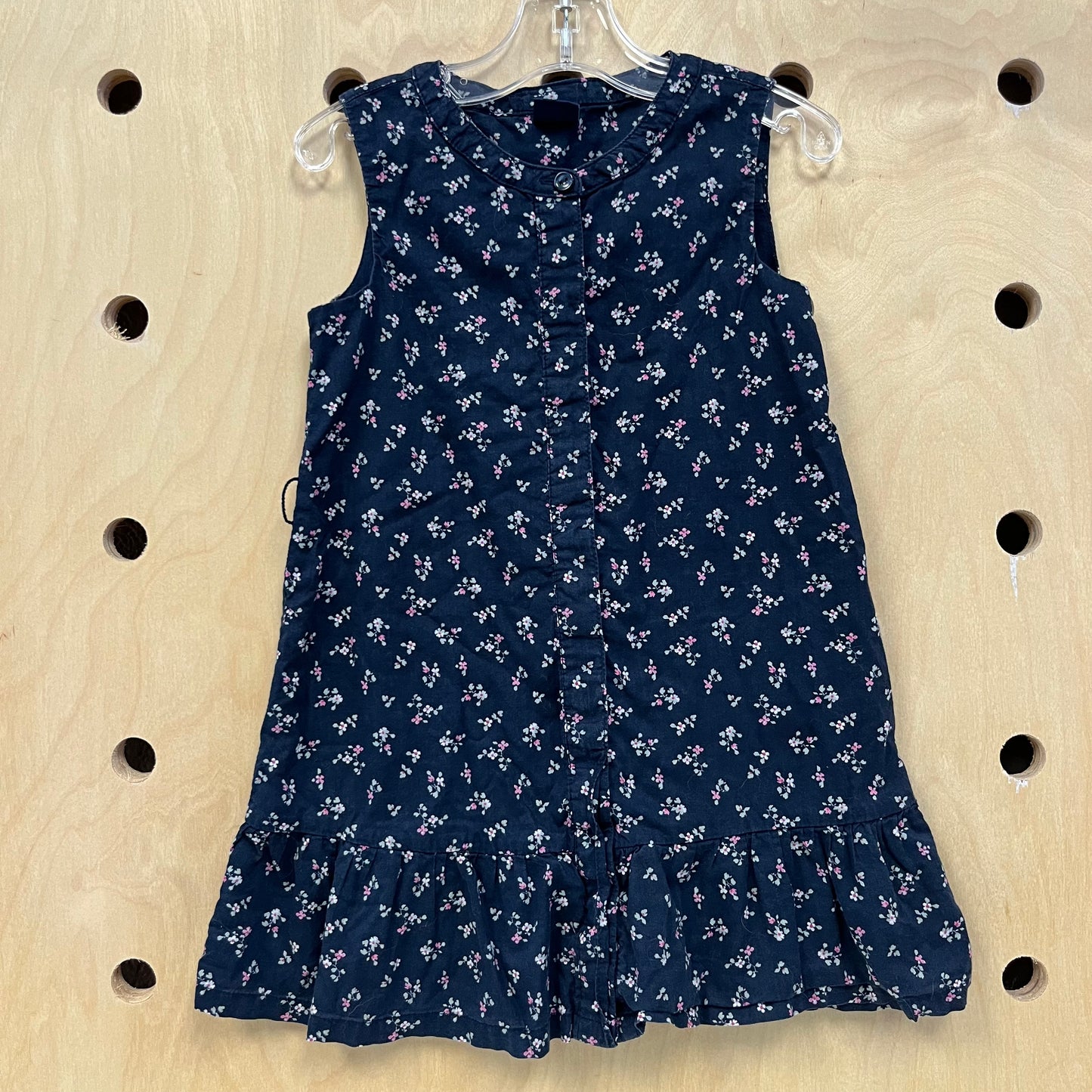 Navy Blue Floral Button Down Tank Dress
