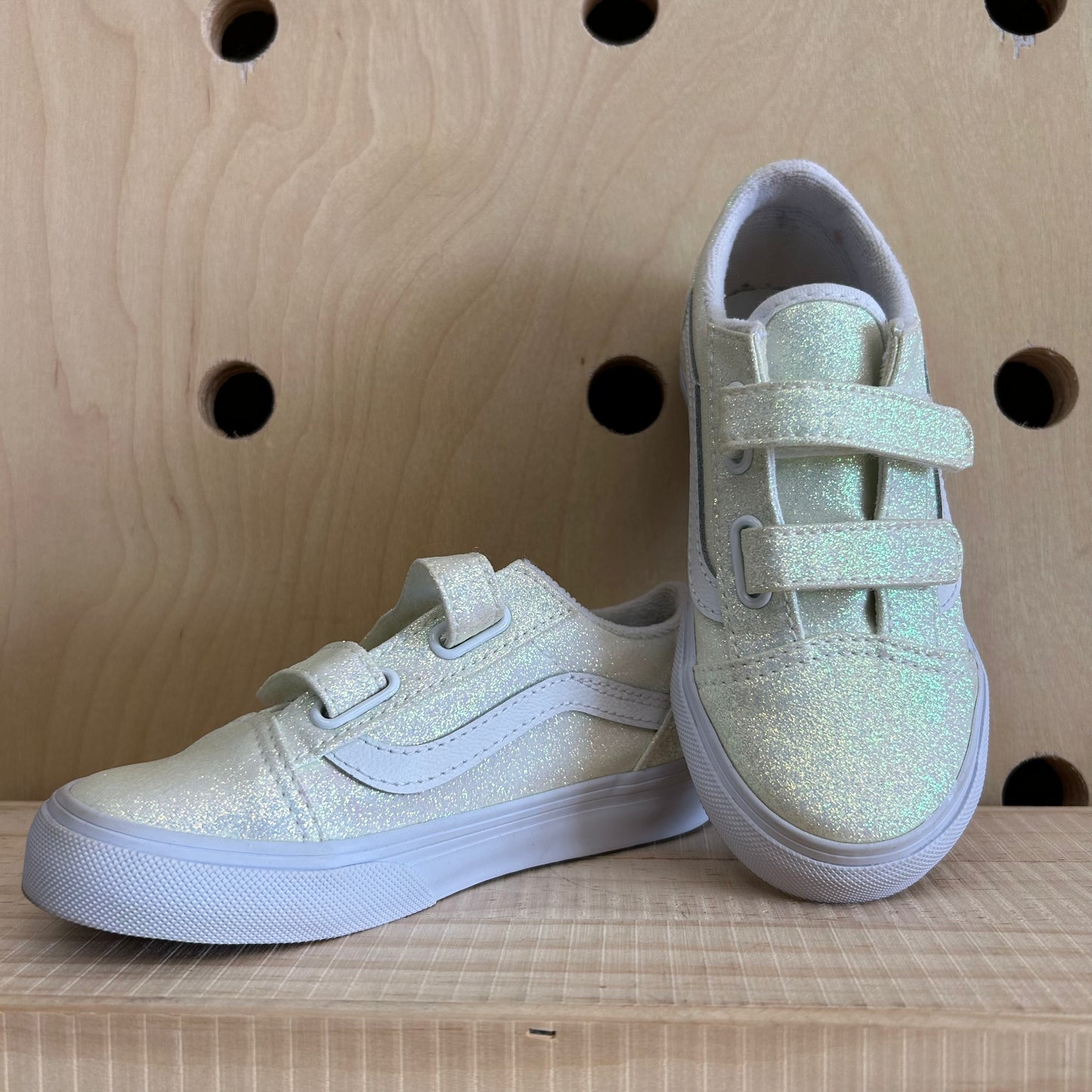 Irredescent Glitter Velcro Low Tops