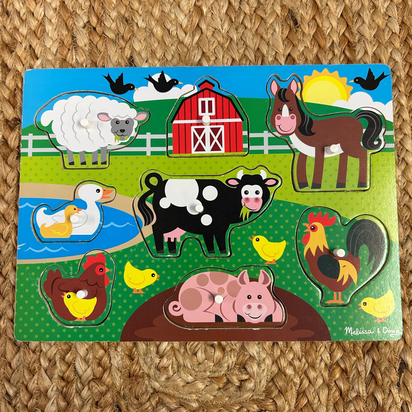 Wooden Peg Farm Puzzle