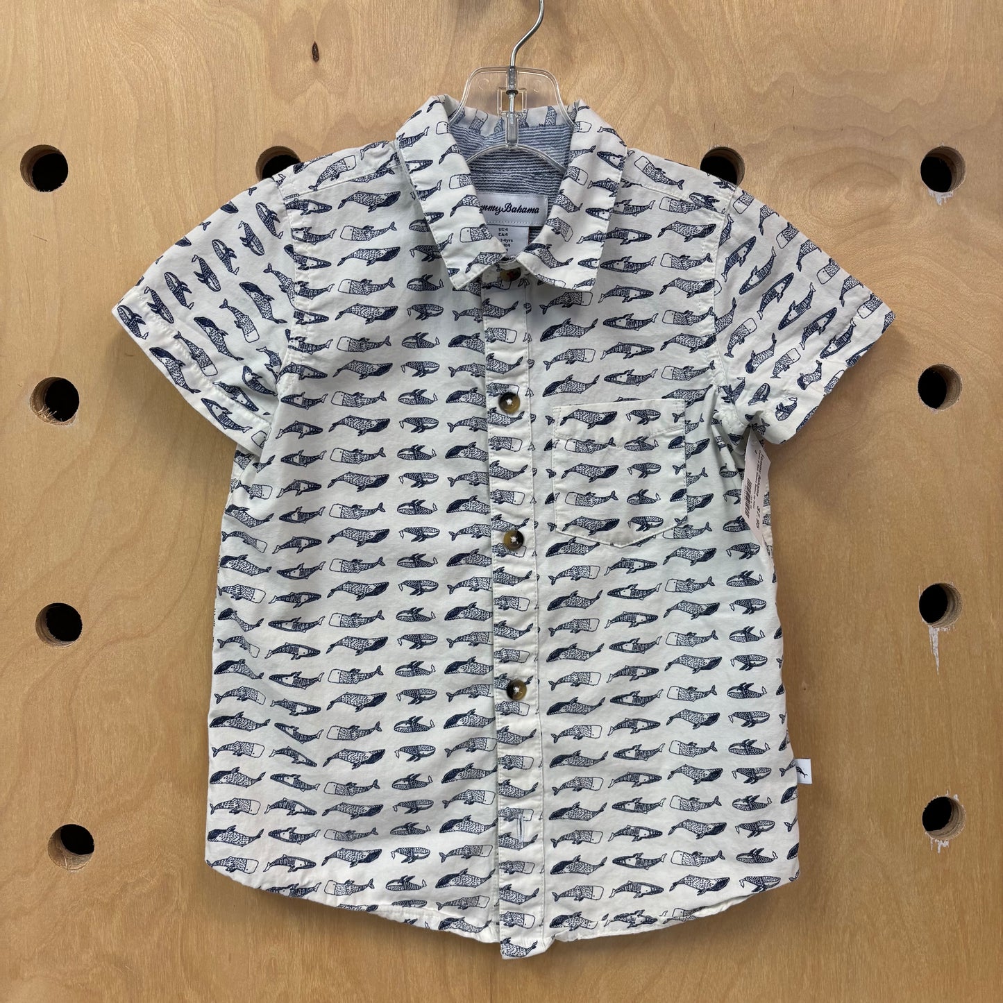 Cream & Blue Whales Button Up Shirt