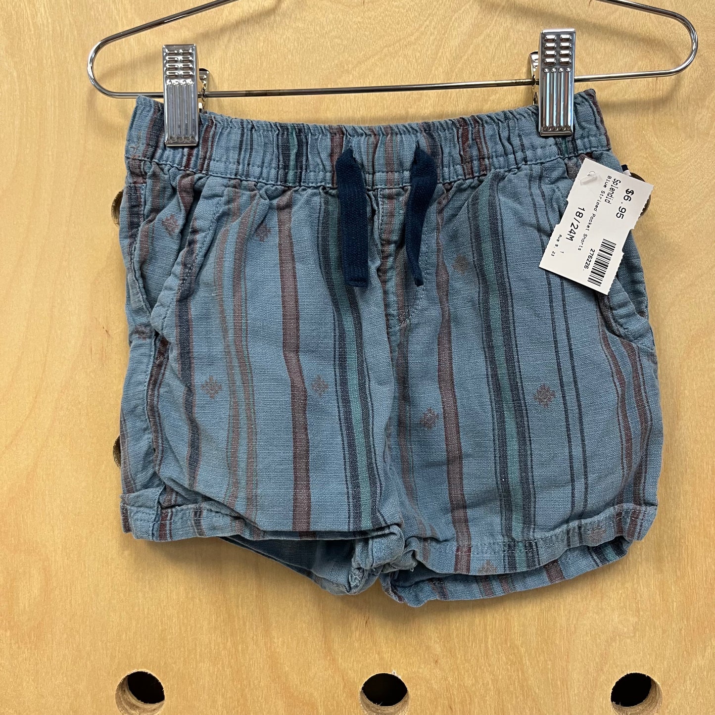 Blue Striped Pocket Shorts
