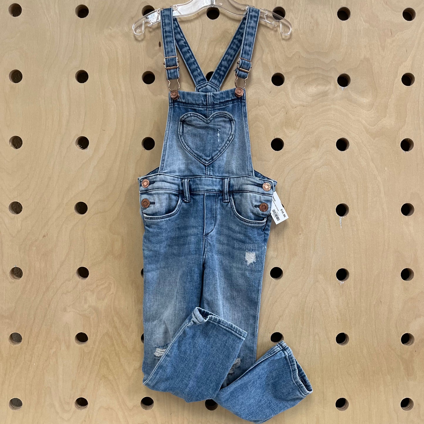 Distressed Denim Heart Overalls
