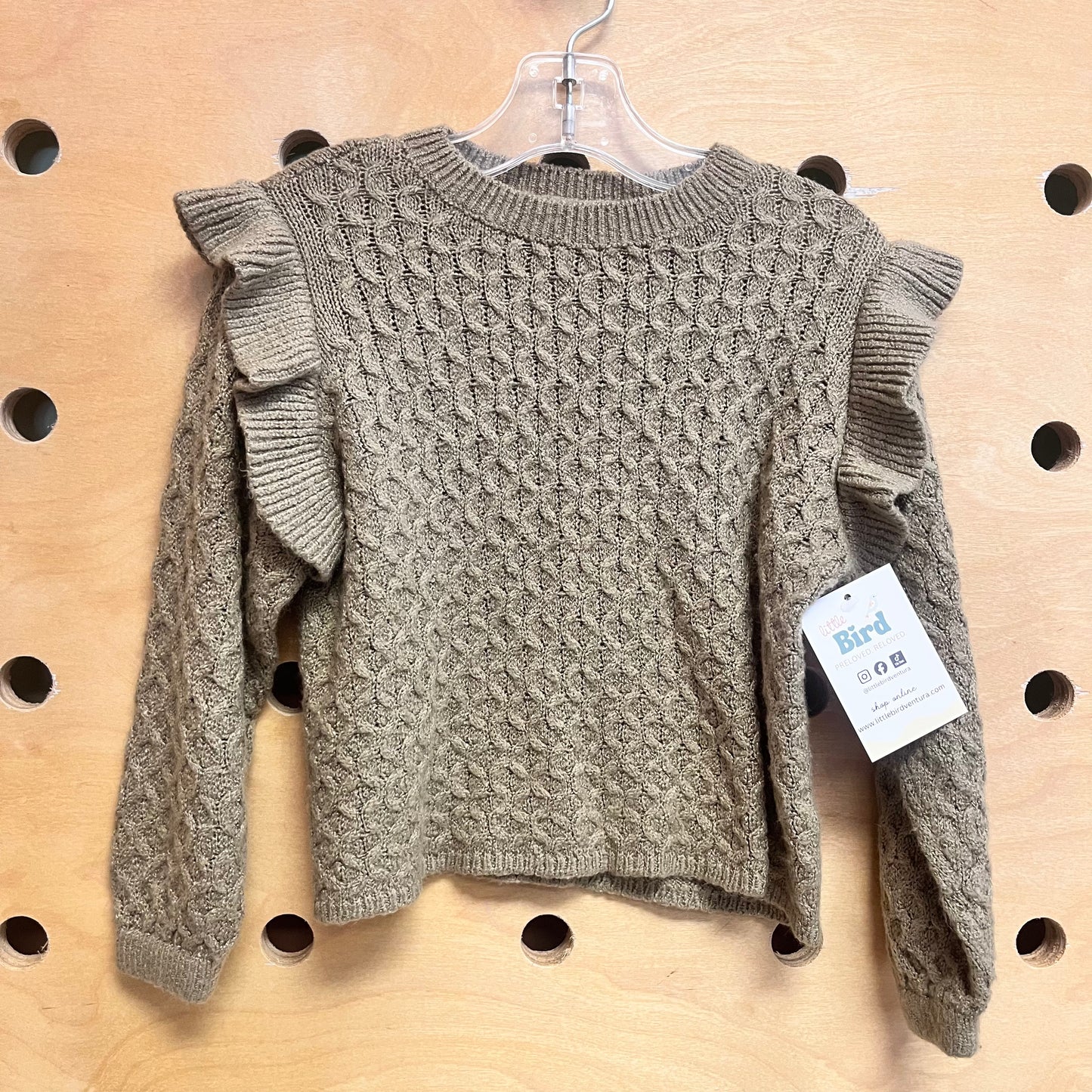 Green Knit Ruffle Sweater