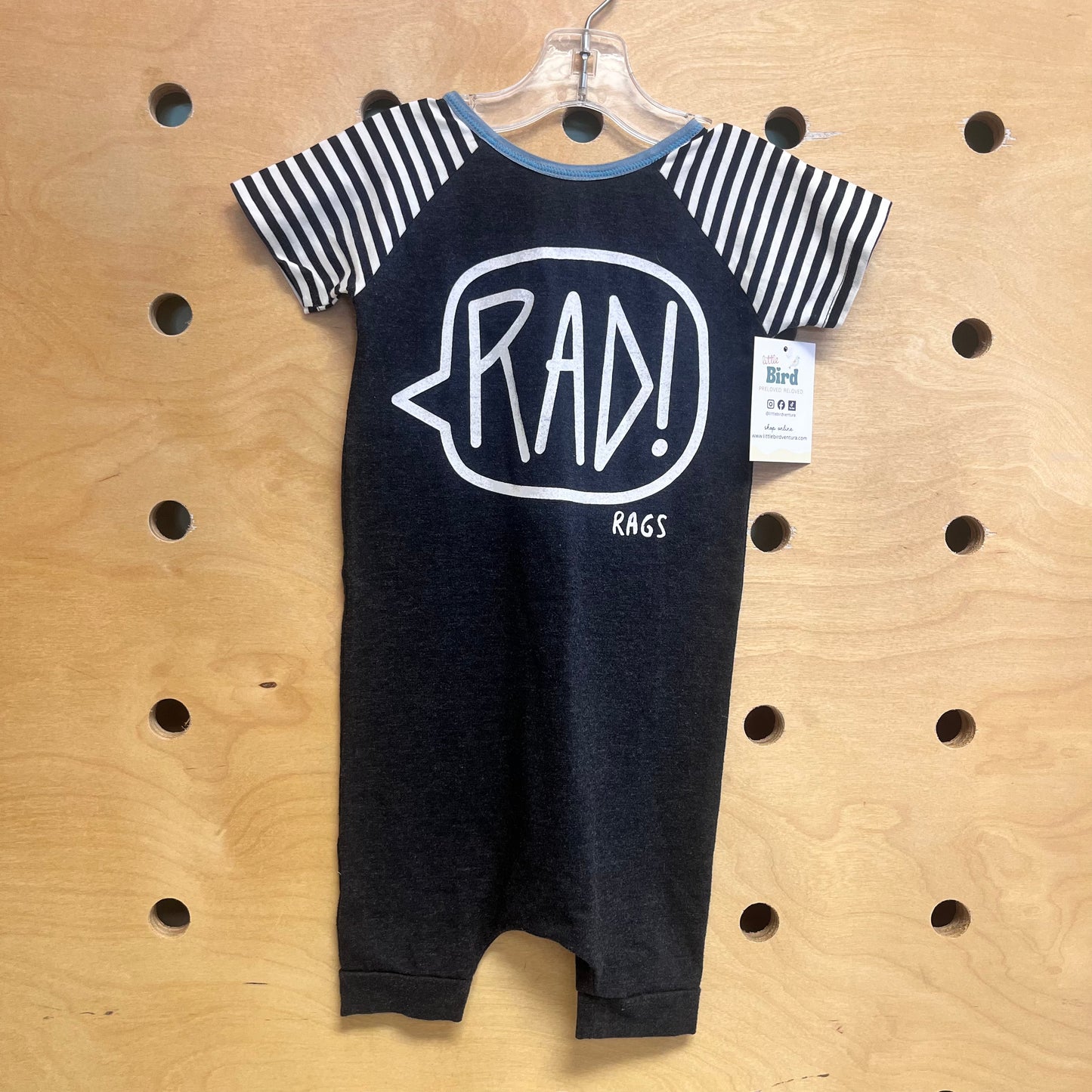 Grey/White Rad Striped Sleeves Romper
