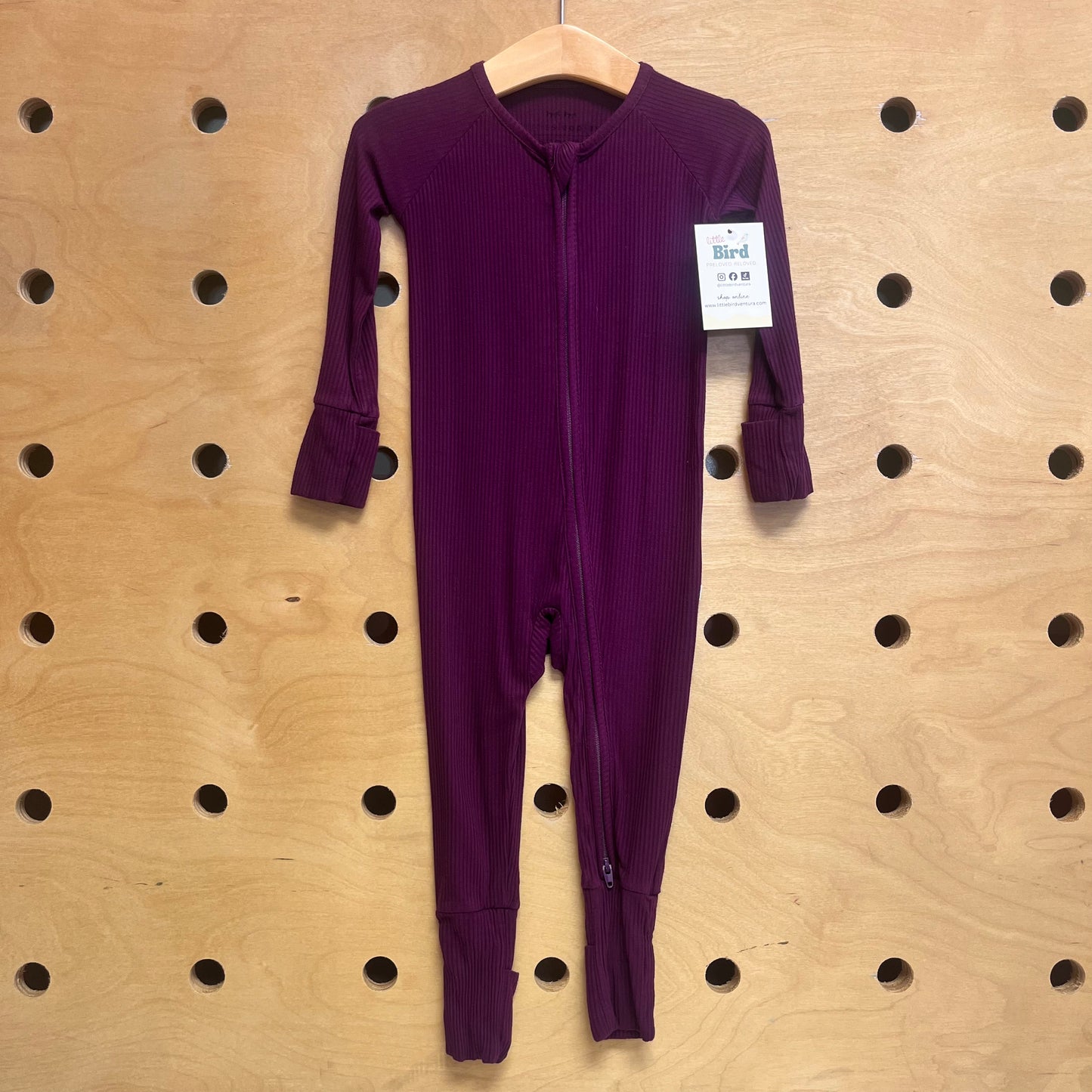 Plum Ribbed Bamboo Zippy