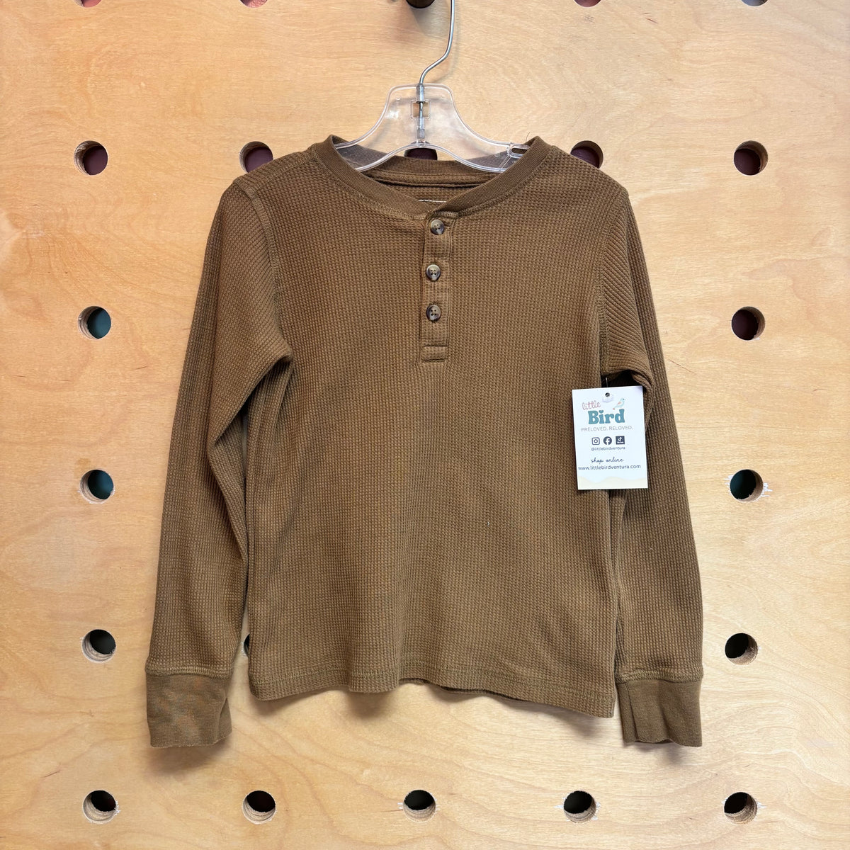 Brown Waffle Knit Henley
